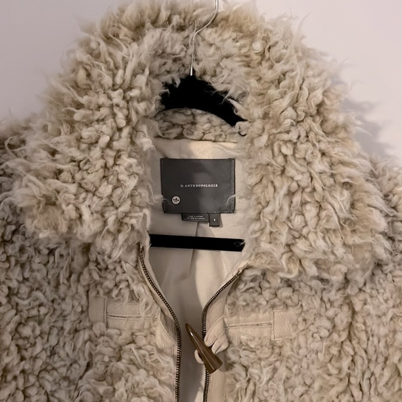 Anthropologie cream teddy cropped coat - Picture 4 of 6
